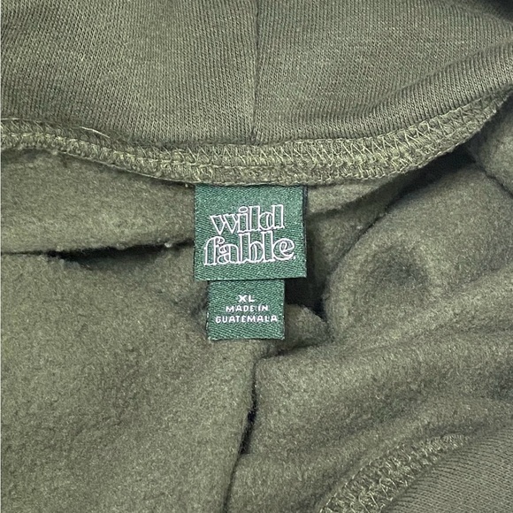 Wild Fable Women's Olive Green Cropped Raw Hem Hoodie Size XL - Picture 2 of 7